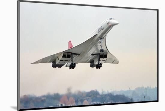 Concorde Supersonic Airliner Landing at Airport-null-Mounted Photographic Print