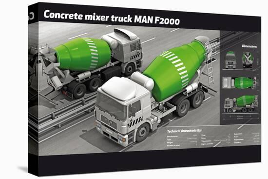 Concrete mixer truck MAN F2000.-null-Stretched Canvas