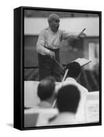 Conductor Arturo Toscanini, Singing and Shouting Instructions While Rehearsing His Men in a Gym-Joe Scherschel-Framed Stretched Canvas