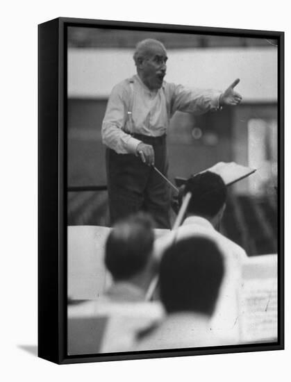 Conductor Arturo Toscanini, Singing and Shouting Instructions While Rehearsing His Men in a Gym-Joe Scherschel-Framed Stretched Canvas