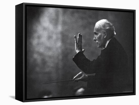 Conductor Arturo Toscanini Waving His Arms During the First Half Program of the Toscanini Tour-Joe Scherschel-Framed Stretched Canvas