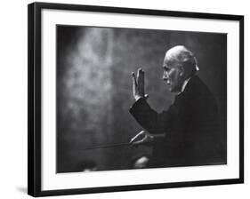 Conductor Arturo Toscanini Waving His Arms During the First Half Program of the Toscanini Tour-Joe Scherschel-Framed Premium Photographic Print