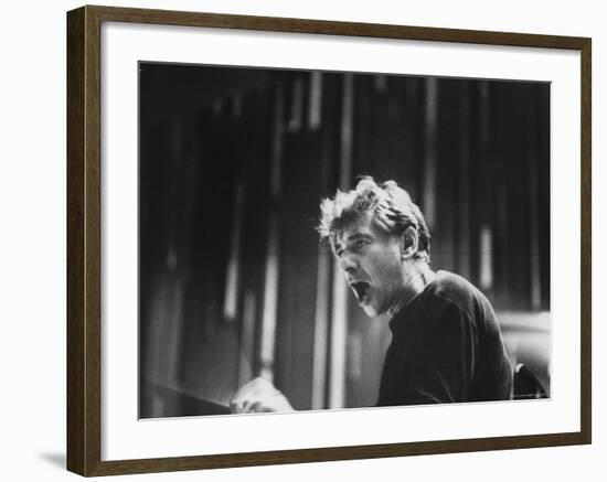 Conductor Leonard Bernstein Conducting the New York Philharmonic-Ralph Morse-Framed Premium Photographic Print