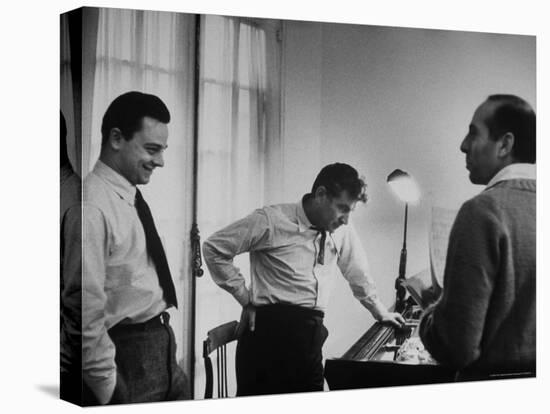 Conductor Leonard Bernstein, Jerome Robbins and Stephen Sondheim Discussing "West Side Story"-Alfred Eisenstaedt-Stretched Canvas