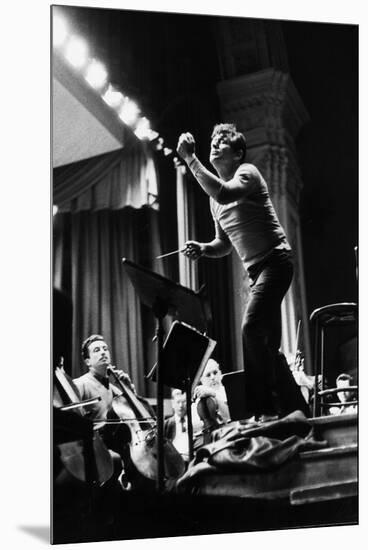 Conductor Leonard Bernstein Rehearsing Mahler's Resurrection Symphony at Carnegie Hall-Alfred Eisenstaedt-Mounted Premium Photographic Print