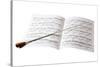Conductor's Baton and Sheet Music-Siede Preis-Stretched Canvas