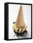 Cone of Nut Ice Cream with Chocolate Sauce-null-Framed Stretched Canvas