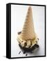 Cone of Nut Ice Cream with Chocolate Sauce-null-Framed Stretched Canvas