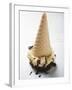 Cone of Nut Ice Cream with Chocolate Sauce-null-Framed Photographic Print