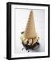 Cone of Nut Ice Cream with Chocolate Sauce-null-Framed Photographic Print