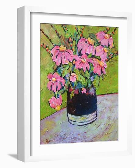 Coneflowers on Green-Blenda Tyvoll-Framed Art Print