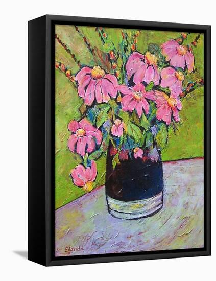 Coneflowers on Green-Blenda Tyvoll-Framed Stretched Canvas