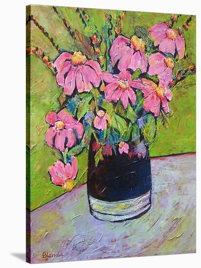 Coneflowers on Green-Blenda Tyvoll-Stretched Canvas