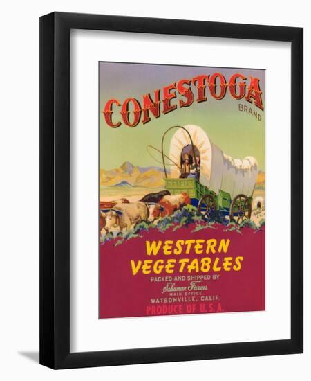 Conestoga Vegetable Label - Watsonville, CA-Lantern Press-Framed Art Print