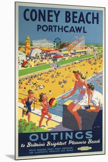 Coney Beach Porthcawl-The Vintage Collection-Mounted Giclee Print