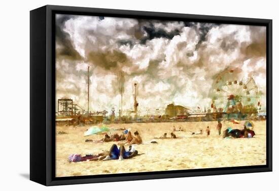 Coney Island Beach-Philippe Hugonnard-Framed Stretched Canvas