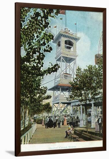 Coney Island, New York - Luna Park, View of Glady's Chime Tower-Lantern Press-Framed Art Print