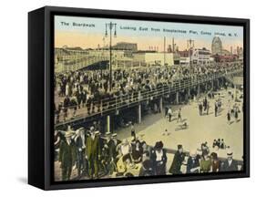 Coney Island New York on a Popular Holiday-null-Framed Stretched Canvas