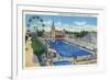 Coney Island, New York - Steeplechase Park Swimming Pool View-Lantern Press-Framed Premium Giclee Print