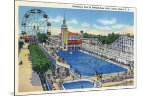 Coney Island, New York - Steeplechase Park Swimming Pool View-Lantern Press-Mounted Premium Giclee Print