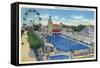 Coney Island, New York - Steeplechase Park Swimming Pool View-Lantern Press-Framed Stretched Canvas