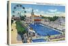 Coney Island, New York - Steeplechase Park Swimming Pool View-Lantern Press-Stretched Canvas