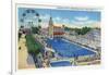 Coney Island, New York - Steeplechase Park Swimming Pool View-Lantern Press-Framed Art Print