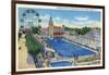 Coney Island, New York - Steeplechase Park Swimming Pool View-Lantern Press-Framed Art Print