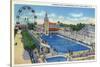 Coney Island, New York - Steeplechase Park Swimming Pool View-Lantern Press-Stretched Canvas