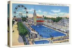 Coney Island, New York - Steeplechase Park Swimming Pool View-Lantern Press-Stretched Canvas