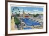 Coney Island, New York - Steeplechase Park Swimming Pool View-Lantern Press-Framed Art Print