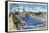 Coney Island, New York - Steeplechase Park Swimming Pool View-Lantern Press-Framed Stretched Canvas