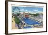 Coney Island, New York - Steeplechase Park Swimming Pool View-Lantern Press-Framed Art Print