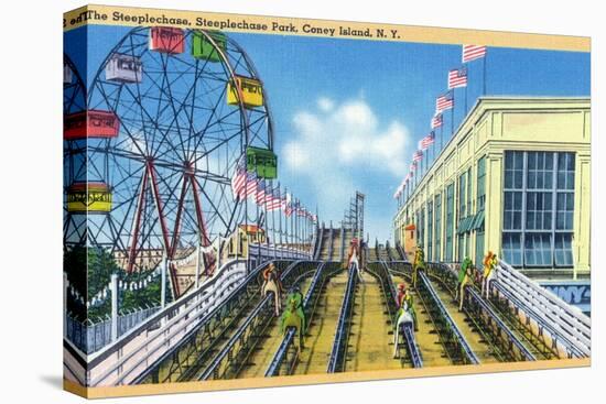 Coney Island, New York - Steeplechase Park View of the Ride-Lantern Press-Stretched Canvas