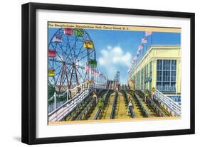 Coney Island, New York - Steeplechase Park View of the Ride-Lantern Press-Framed Art Print