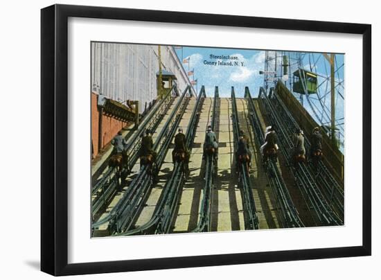 Coney Island, New York - View of Steeplechase-Lantern Press-Framed Art Print