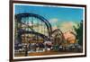 Coney Island, New York - View of the Cyclone Rollercoaster No. 1-Lantern Press-Framed Art Print