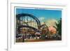 Coney Island, New York - View of the Cyclone Rollercoaster No. 1-Lantern Press-Framed Premium Giclee Print