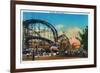 Coney Island, New York - View of the Cyclone Rollercoaster No. 1-Lantern Press-Framed Premium Giclee Print