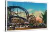 Coney Island, New York - View of the Cyclone Rollercoaster No. 1-Lantern Press-Stretched Canvas