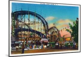 Coney Island, New York - View of the Cyclone Rollercoaster No. 1-Lantern Press-Mounted Art Print