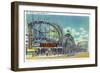 Coney Island, New York - View of the Cyclone Rollercoaster No. 2-Lantern Press-Framed Art Print