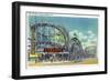 Coney Island, New York - View of the Cyclone Rollercoaster No. 2-Lantern Press-Framed Art Print