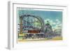 Coney Island, New York - View of the Cyclone Rollercoaster No. 2-Lantern Press-Framed Art Print