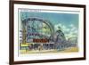 Coney Island, New York - View of the Cyclone Rollercoaster No. 2-Lantern Press-Framed Art Print