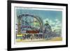 Coney Island, New York - View of the Cyclone Rollercoaster No. 2-Lantern Press-Framed Art Print