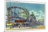 Coney Island, New York - View of the Cyclone Rollercoaster No. 2-Lantern Press-Mounted Art Print