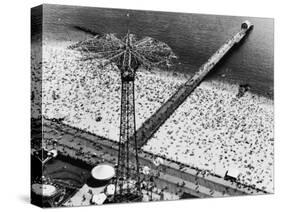 Coney Island Parachute Jump Aerial and Beach. Coney Island, Brooklyn, New York. 1951-Margaret Bourke-White-Stretched Canvas