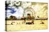 Coney Island Summer Beach-Philippe Hugonnard-Stretched Canvas