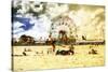 Coney Island Summer Beach-Philippe Hugonnard-Stretched Canvas
